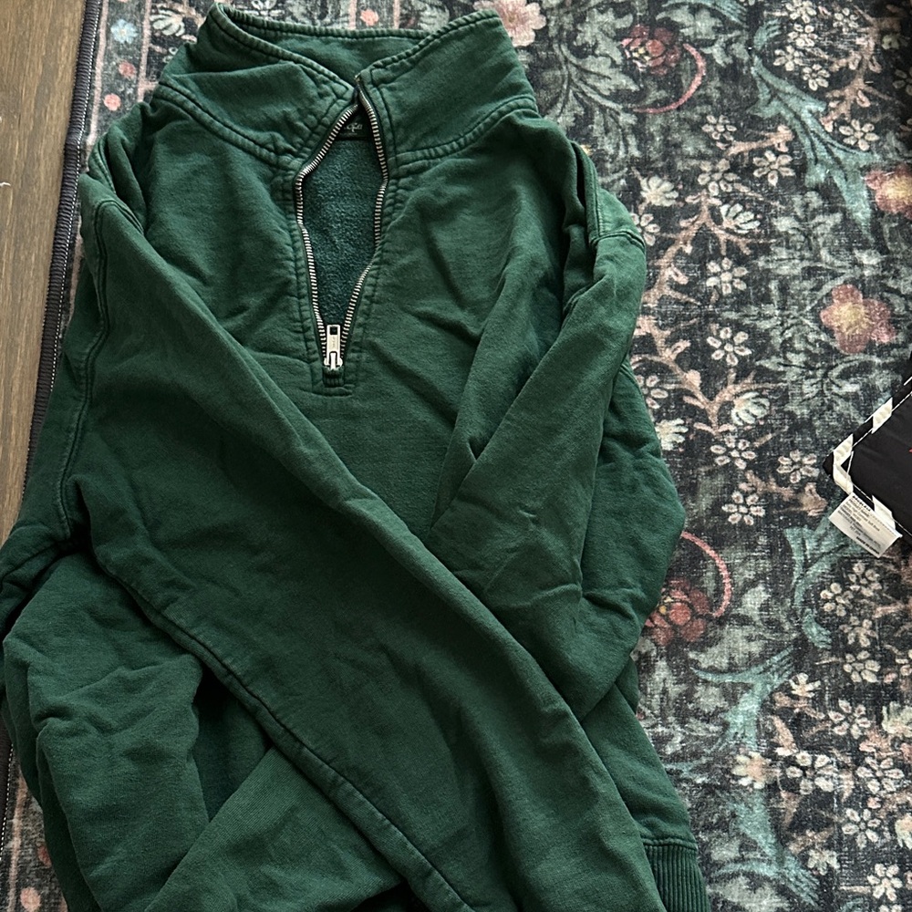 Brandy Melville Green Quarter Zip up Sweatshirt - Picture 3 of 5